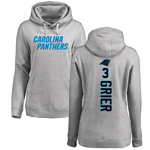 Carolina Panthers Ash Women Will Grier Backer NFL Football 3 Pullover Hoodie Sweatshirts